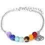 Eiffy 7 Chakra Bracelets Y Necklace Natural Stone Link Beads Lotus Flower Bangle for Women Men Adjustable Ankle Balance Yoga Jewelry