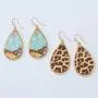 Bonaluna Boho Printed on Wood Teardrop Statement Earrings Bonaluna Boho Printed on Wood Teardrop Statement Earrings