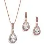 Mariell 14K Rose Gold Plated Cubic Zirconia Pear-Shape Necklace & Earrings Bridal and Wedding Jewelry Set Mariell 14K Rose Gold Plated Cubic Zirconia Pear-Shape Necklace & Earrings Bridal and Wedding Jewelry Set