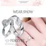 Sunamy Endless Love Matching Couple Rings for Him and Her Set, Adjustable S925 Silver Romantic Heart Design, Engagement Ring Anniversary Ring