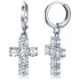 Dangle Cross Earrings for Women 14K Rose Gold Plated Hoop Huggie Cross Drop Earrings Baguette Cubic Zirconia Dangling Earring Hypoallergenic Jewelry Gifts for Girls