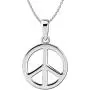 Sterling Silver Small Peace Sign Pendant Necklace, 18'' Sterling Silver Small Peace Sign Pendant Necklace, 18''