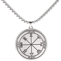 VASSAGO Stainless Steel First Pentacle of Jupiter Pendant Necklace Key of Solomon Seal Kabbalah Pagan Talisman Amulet Jewelry for Men and Women