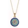 Lucky Round Evil Eye Jewelry Set, AILUOR Gold Inspirational Turkish Hamsa Blue Cubic Zirconia Crystal Evil Eye Charm Pendant Necklace,Ring,Bracelet and Stud Earrings Sets for Girl Women