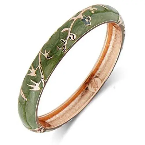 UJOY Womens Bangle Bracelet Golded Alloy Hinged Flower Enameled Cloisonne Jewelry with Gift Box 55B01 UJOY Womens Bangle Bracelet Golded Alloy Hinged Flower Enameled Cloisonne Jewelry with Gift Box 55B01