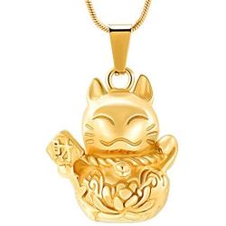 Cremation Jewelry Fortune Cat Pendant Pet Urn Necklace Ashes Keepsake Holder Memorial Urn Necklace Gifts for Pet Lovers
