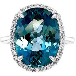 Effy 14K White Gold London Blue Topaz & Diamond Ring, 11.34 TCW IRW6505MI