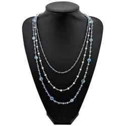 Firstmeet Long Chain Multi Layer Fashion Glass Beads Handmade Necklace