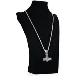 LANGHONG Nordic Viking Thors Hammer with Gods Horn Necklace Jewelry Talisman Mjolnir Necklace