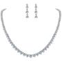 EVER FAITH Wedding Bridal Round Prong Clear CZ Necklace Earrings Set Silver-Tone