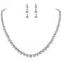 EVER FAITH Wedding Bridal Round Prong Clear CZ Necklace Earrings Set Silver-Tone EVER FAITH Wedding Bridal Round Prong Clear CZ Necklace Earrings Set Silver-Tone