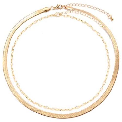 Gold Choker Necklace for Women Paperclip Chain Necklace Gold Beaded Necklace Set for Unisex