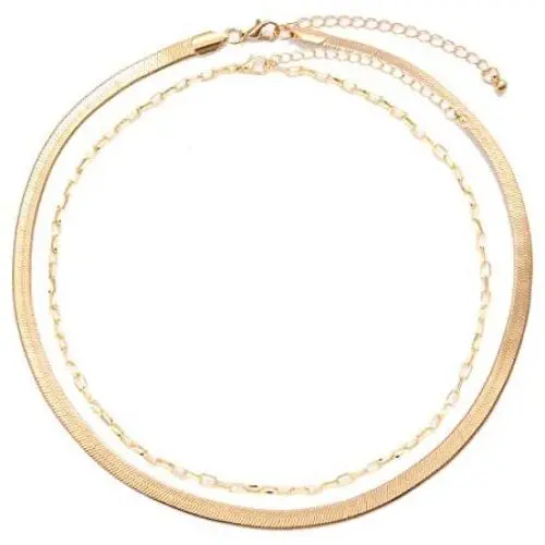 Gold Choker Necklace for Women Paperclip Chain Necklace Gold Beaded Necklace Set for Unisex