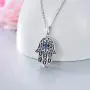 Hamsa Hand Necklace 925 Sterling Silver Cubic Zirconia Evil Eye Lotus Pendant Necklace Vintage Pendant Jewelry for Women or Men Hamsa Hand Necklace 925 Sterling Silver Cubic Zirconia Evil Eye Lotus Pendant Necklace Vintage Pendant Jewelry for Women or Men