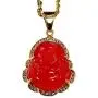 Iced Laughing Buddha Red Jade Pendant Necklace Rope Chain Genuine Certified Grade A Jadeite Jade Hand Crafted, Jade Necklace, 14k Gold Filled Laughing Jade Buddha Necklace, Jade Medallion, Fast Prime Shipping