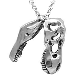 Controse Dinosaur Necklace Mini T-Rex Skull Pendant 316L Stainless Steel