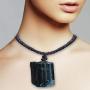 Natural Black Tourmaline Stone Necklace Crystal Black Tourmaline Pendant Original Stone Ore Jewelry Accessories