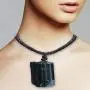 Natural Black Tourmaline Stone Necklace Crystal Black Tourmaline Pendant Original Stone Ore Jewelry Accessories