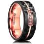 King Will 7mm 8mm Titanium Ring for Men Wedding Ring Black Carbon Fiber Inlaid Comfort Fit