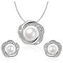 Sheshine Blessing of Love Women Elegant Pearl Pendant Necklace Earrings Set Jewelry Set,Crystal from Swarovski
