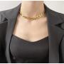 Gold Figaro Chain Choker Necklace Short for Women 16'' 18K Gold Plated Punk Gothic Hip Hop Thick Cuban Link Chunky Necklace for Womens Girls