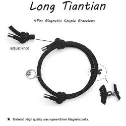 Long tiantian 2/4Pcs Magnetic Couple Bracelets Mutual Attraction Friendship Matching Rope Bracelet Couple Gifts for Him and Her Best Friends