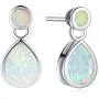 FANCIME October Birthstone Sterling Silver Created Opal Necklace Earrings Stud Hoop Dangle Cubic Zirconia CZ Fire Opal Halo Teardrop Pendant Fine Jewelry Gifts for Women Girls