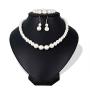 Danbihuabi Silver Plated Faux Pearl Necklace Earring wedding jewelry sets for brides'' (White1)
