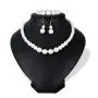 Danbihuabi Silver Plated Faux Pearl Necklace Earring wedding jewelry sets for brides'' (White1)
