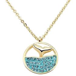 ESUE Fashion Dolphin Mermaid Jewelry for Girls Synthetic Crystal Mermaid Necklace for Women