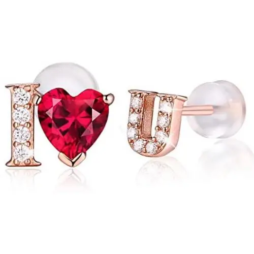 I Love You Earrings Feather Hoop Earrings 925 Sterling Silver Rose gold Heart Inscription Jewelry CZ Stud Earrings Women Girls for Sensitive Ears I Love You Earrings Feather Hoop Earrings 925 Sterling Silver Rose gold Heart Inscription Jewelry CZ Stud Earrings Women Girls for Sensitive Ears