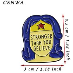 CENWA Wonder Woman Brooch Pin Stronger Than You Believe Wonder Woman Jewelry Super Hero Jewelry Gift for Wife/Mom/Sister