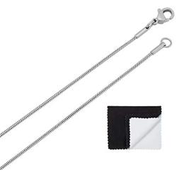 The Bling Factory 1mm High-Polished Stainless Steel Round Snake Chain Necklace