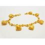 Lovely Hearts 23K 24K THAI BAHT YELLOW GOLD Plated Charm Bracelet 7.5 inch Jewelry Girl Women