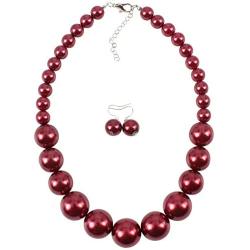 HaHaGirl Faux Pearl Strands Costume Jewelry for Women Include Necklace and Earrings Set