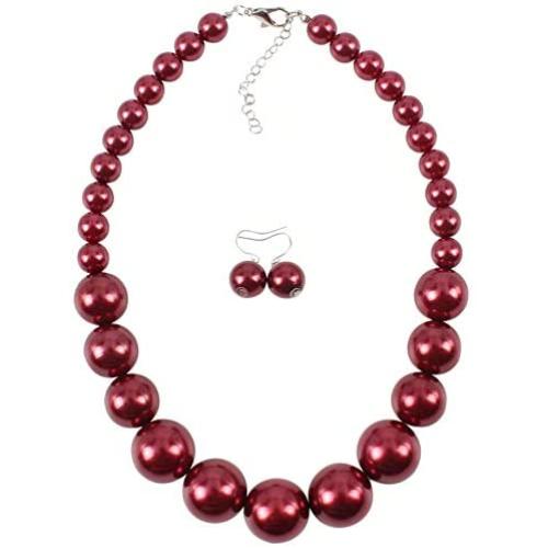HaHaGirl Faux Pearl Strands Costume Jewelry for Women Include Necklace and Earrings Set