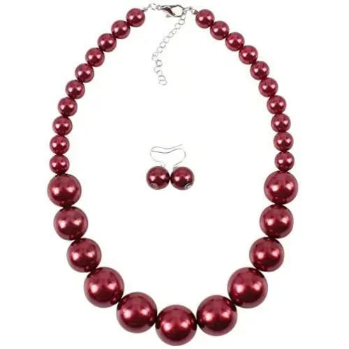 HaHaGirl Faux Pearl Strands Costume Jewelry for Women Include Necklace and Earrings Set HaHaGirl Faux Pearl Strands Costume Jewelry for Women Include Necklace and Earrings Set