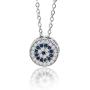 Dahi Shop Third Eye Necklace Nazar Amulet Turkish Greek Evil Eye Necklace Pendant Delivered with Jewelry Gift Box Natural Gemstone Circle Pendant 16'' Chain Silver-Tone + 2'' Extender