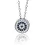 Dahi Shop Third Eye Necklace Nazar Amulet Turkish Greek Evil Eye Necklace Pendant Delivered with Jewelry Gift Box Natural Gemstone Circle Pendant 16'' Chain Silver-Tone + 2'' Extender