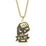 SUMFAN 18K Gold Plated Hip Hop Gold Necklace for Men Women,Black Lives Matter Necklace,24inch