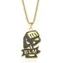 SUMFAN 18K Gold Plated Hip Hop Gold Necklace for Men Women,Black Lives Matter Necklace,24inch