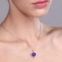 Gem Stone King Purple Amethyst and White Diamond 925 Sterling Silver Pendant Necklace 1.42 Ct Heart Shape with 18 Inch Silver Chain