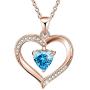 ✦Gifts for Mothers Day✦ Forever Love Heart Necklace Jewelry 18K White Gold/ Rose Gold Plated 925 Sterling Silver Birthstone Pendant Necklace with 5A Cubic Zirconia Birthday Gifts for Women and Girls