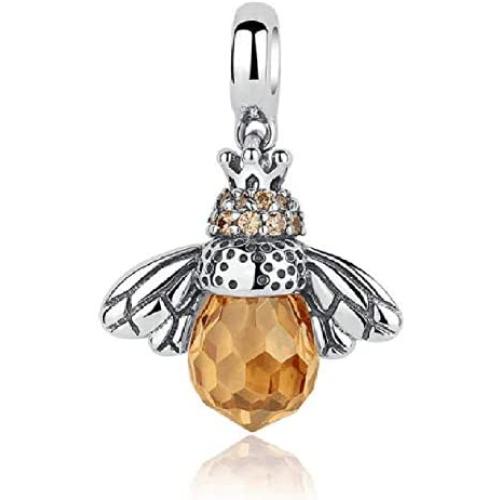 Eternalll Jewellery Love Animal Charm Authentic 925 Sterling Silver Lucky Charm Pet Dangle Pendant Charm Crystal Birthstone Christmas Beads for Charm Bracelet (Honeybee Charm)