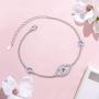 JZMSJF 925 Sterling Silver Evil Eye Bracelet White Blue Third Eye Chain for Women Girls