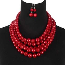 HaHaGirl Faux PearlStrands Jewelry Sets for Women Include Necklace Bracelet and Earrings Set