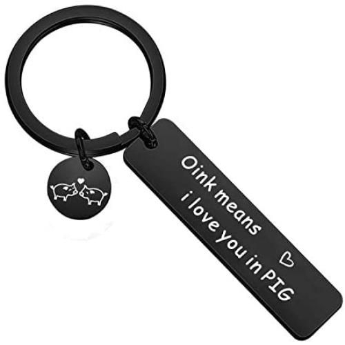 MAOFAED Pig Couple Keychain Pig Gift Pig Keychain Oink Means I Love You in Pig Piggy Keychain Animal Keychain Gift for Boyfriend Husband