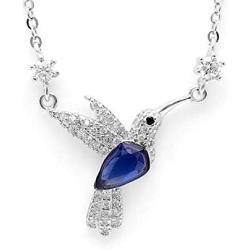 Ginger Lyne Collection Hummingbird Sterling Silver Blue CZ Adjustable Chain Bracelet