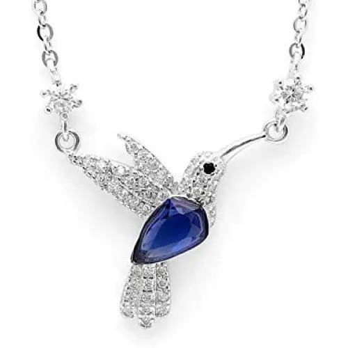 Ginger Lyne Collection Hummingbird Sterling Silver Blue CZ Adjustable Chain Bracelet Ginger Lyne Collection Hummingbird Sterling Silver Blue CZ Adjustable Chain Bracelet