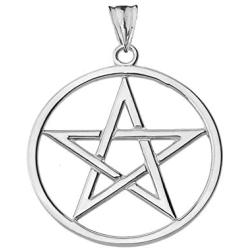 Elegant Sterling Silver Pentagram Charm Pendant Necklace